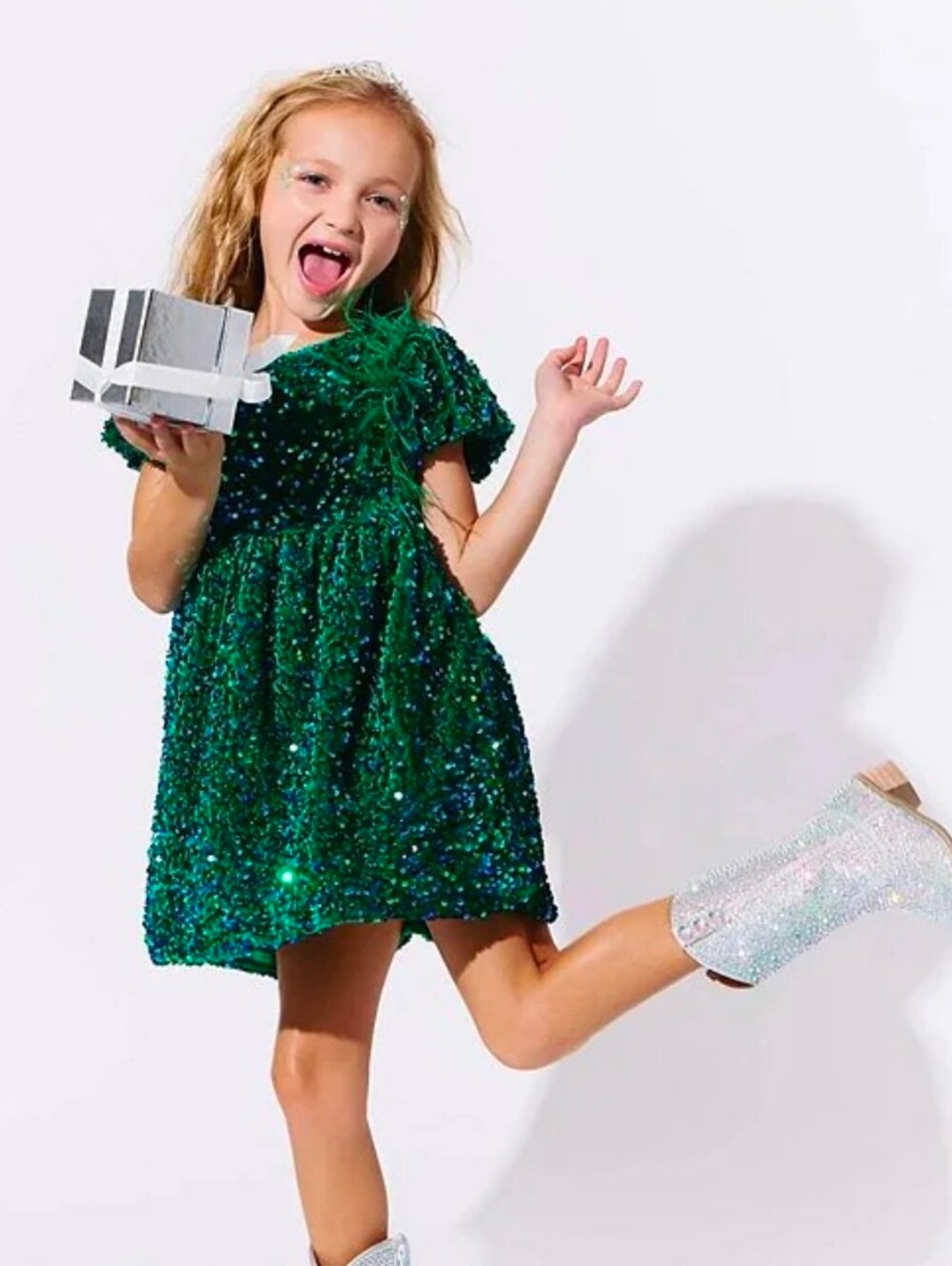 Lola + The Boys Emerald Shimmer Party Dress Size 12 NWT Sequin Sparkle